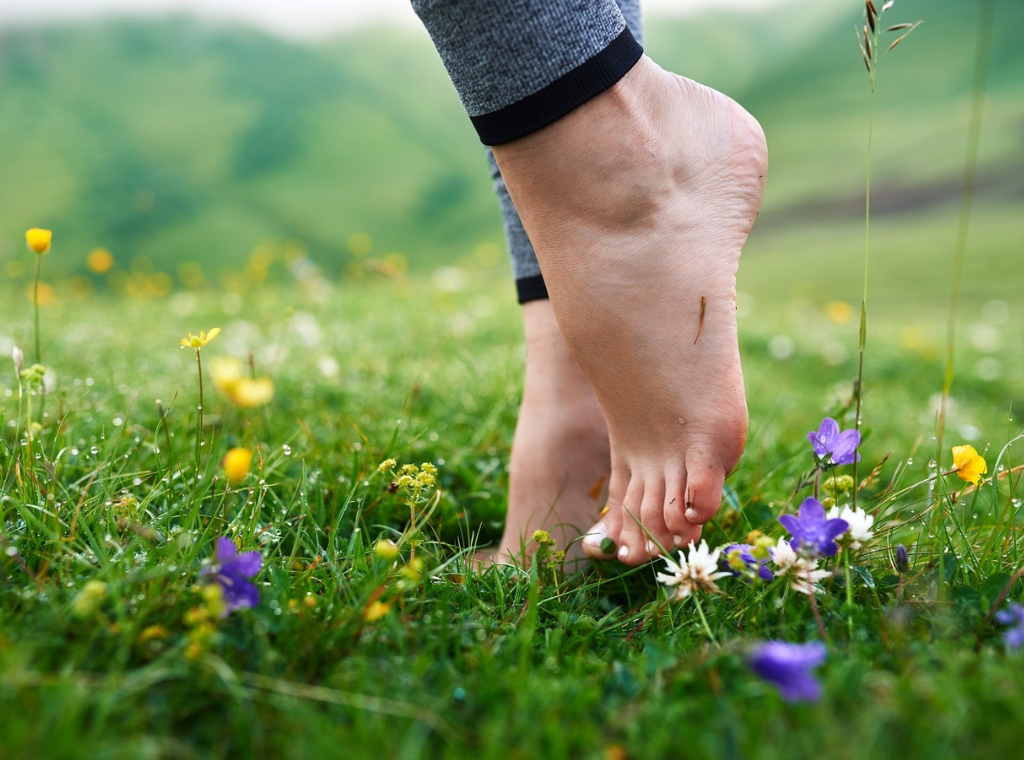 walking barefoot