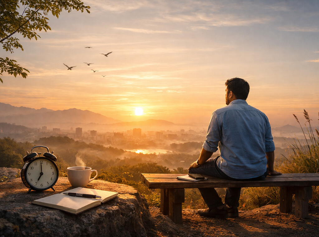 Golden hour reflections over the city main