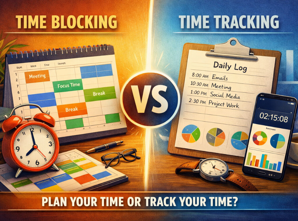 Time blocking vs time tracking comparison main